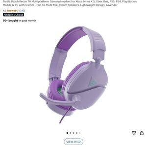 Turtle Beach Lavender Wired Gaming Headset with Flip-to-Mute Mic